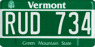 VT license plate RUD734