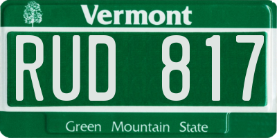 VT license plate RUD817