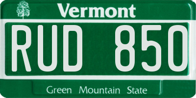 VT license plate RUD850