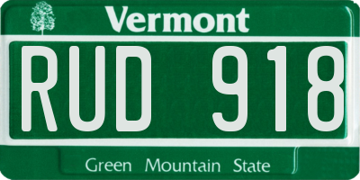 VT license plate RUD918