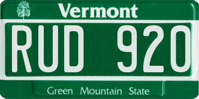 VT license plate RUD920