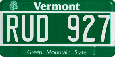 VT license plate RUD927
