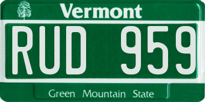 VT license plate RUD959