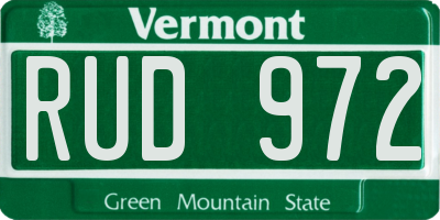 VT license plate RUD972
