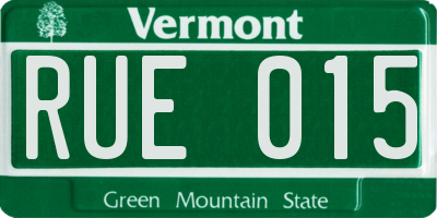 VT license plate RUE015