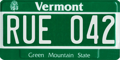 VT license plate RUE042