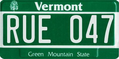 VT license plate RUE047