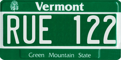 VT license plate RUE122