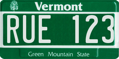 VT license plate RUE123