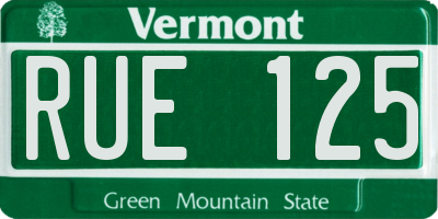 VT license plate RUE125