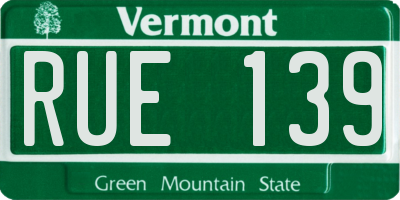 VT license plate RUE139