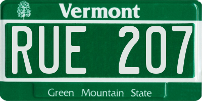 VT license plate RUE207
