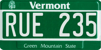 VT license plate RUE235