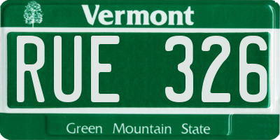 VT license plate RUE326
