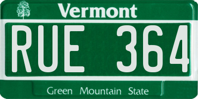 VT license plate RUE364