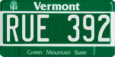 VT license plate RUE392
