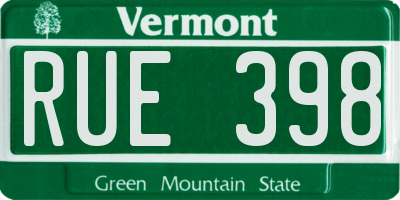 VT license plate RUE398