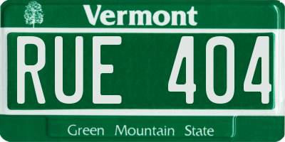 VT license plate RUE404