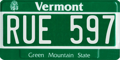 VT license plate RUE597