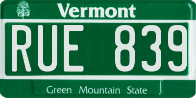 VT license plate RUE839