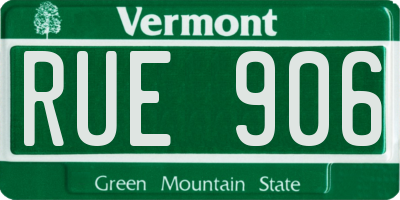 VT license plate RUE906