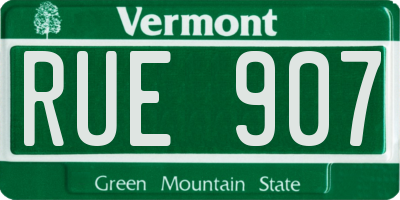 VT license plate RUE907