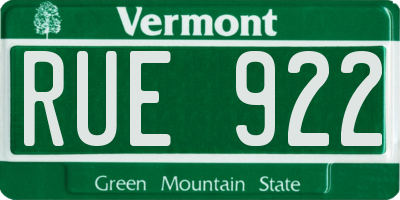 VT license plate RUE922