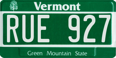VT license plate RUE927