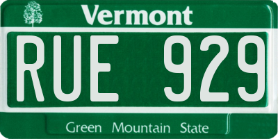 VT license plate RUE929