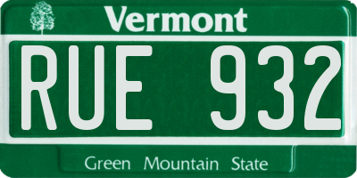 VT license plate RUE932