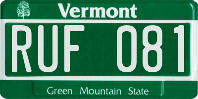 VT license plate RUF081