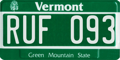 VT license plate RUF093
