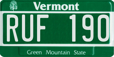 VT license plate RUF190