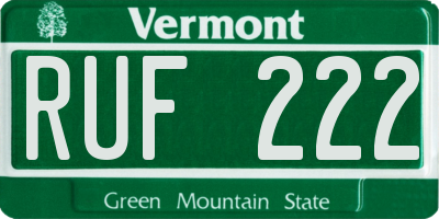 VT license plate RUF222