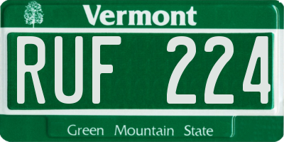 VT license plate RUF224