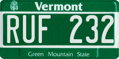 VT license plate RUF232