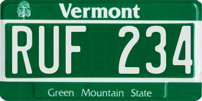 VT license plate RUF234