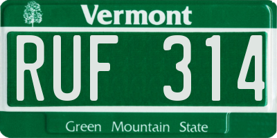 VT license plate RUF314