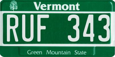 VT license plate RUF343