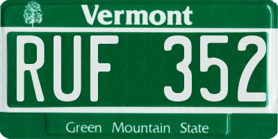 VT license plate RUF352