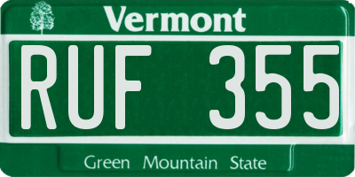 VT license plate RUF355