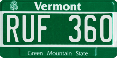 VT license plate RUF360