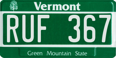 VT license plate RUF367