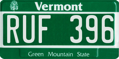 VT license plate RUF396