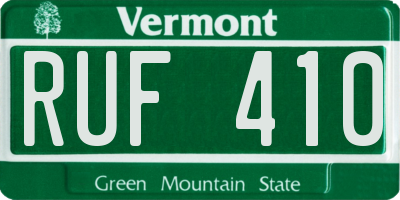 VT license plate RUF410
