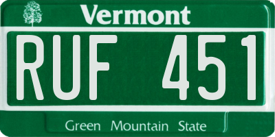 VT license plate RUF451