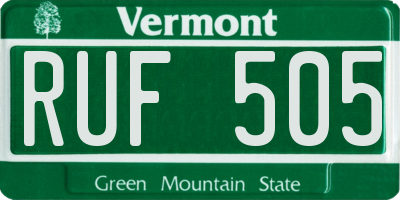 VT license plate RUF505