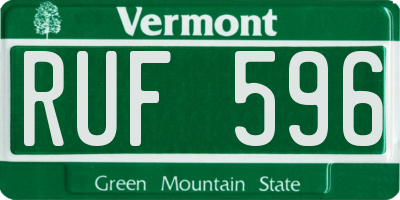 VT license plate RUF596