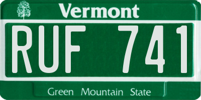VT license plate RUF741