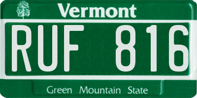 VT license plate RUF816